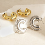 18K Gold Silver Cubic Zirconia Stainless Steel Hoop Earring Women Bulk