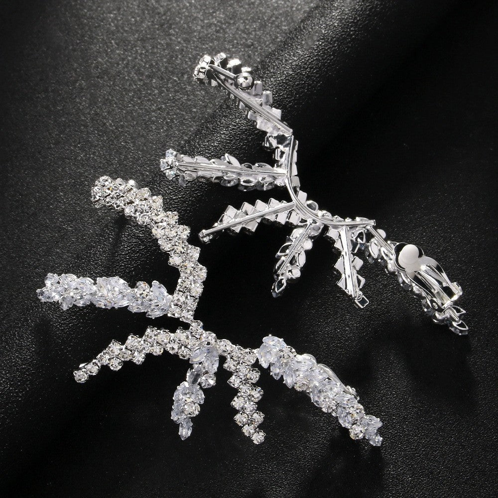 Geometric Rhinestones CZ 18K Gold Silver Ear Clips Earring Pair Bulk Secondary image