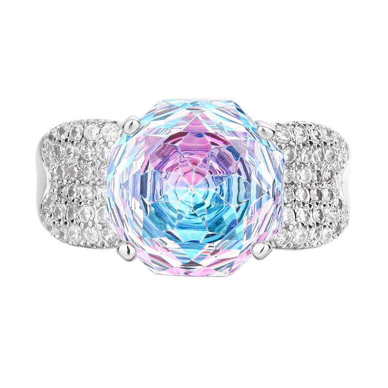 Rose Solitaire Cubic Zirconia Silver Anti Tarnish Adjustable Ring Bulk