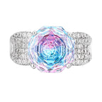 Rose Solitaire Cubic Zirconia Silver Anti Tarnish Adjustable Ring Bulk