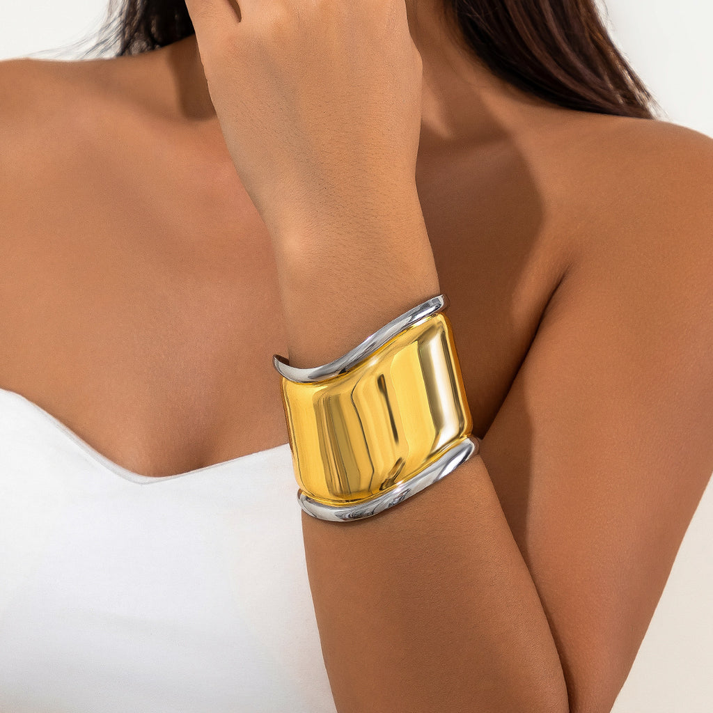 Glossy Wave Gold Silver Plated Anti Tarnish Cuff Kada Bracelet Bulk