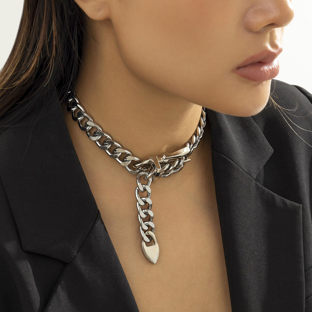 18K Gold Plated Anti Tarnish Curb Neck Belt Choker Necklace Women Bulk