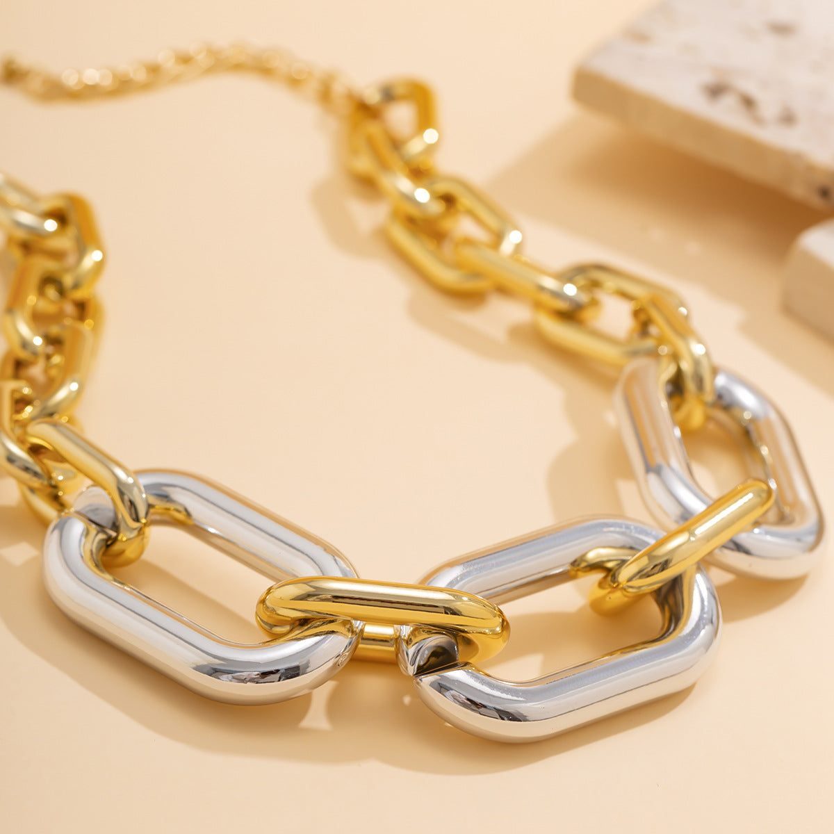 Two Tone Link Silver Gold Anti Tannish Necklace For Women Bulk