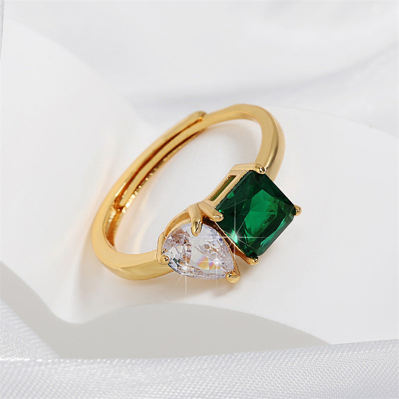 Oval Green Gold Anti Tarnish Free Gold Free Ring For Women Bulk
