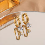 Gold Huggie With Round Cut CZ Stainless Steel Hoop Earrings Wholesale