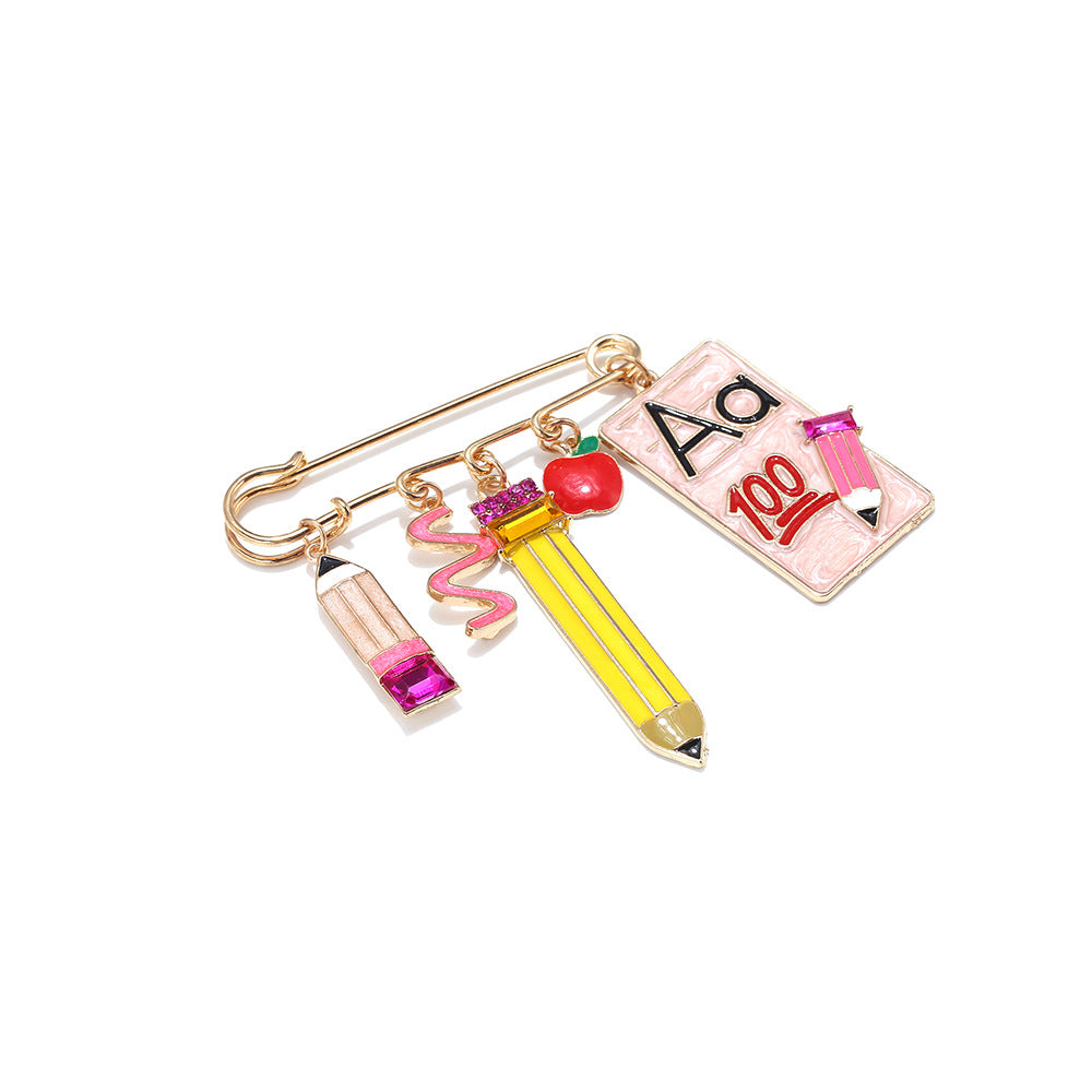 Multi Color Safety Pin School Charm Gold Brooch For Women Bulk