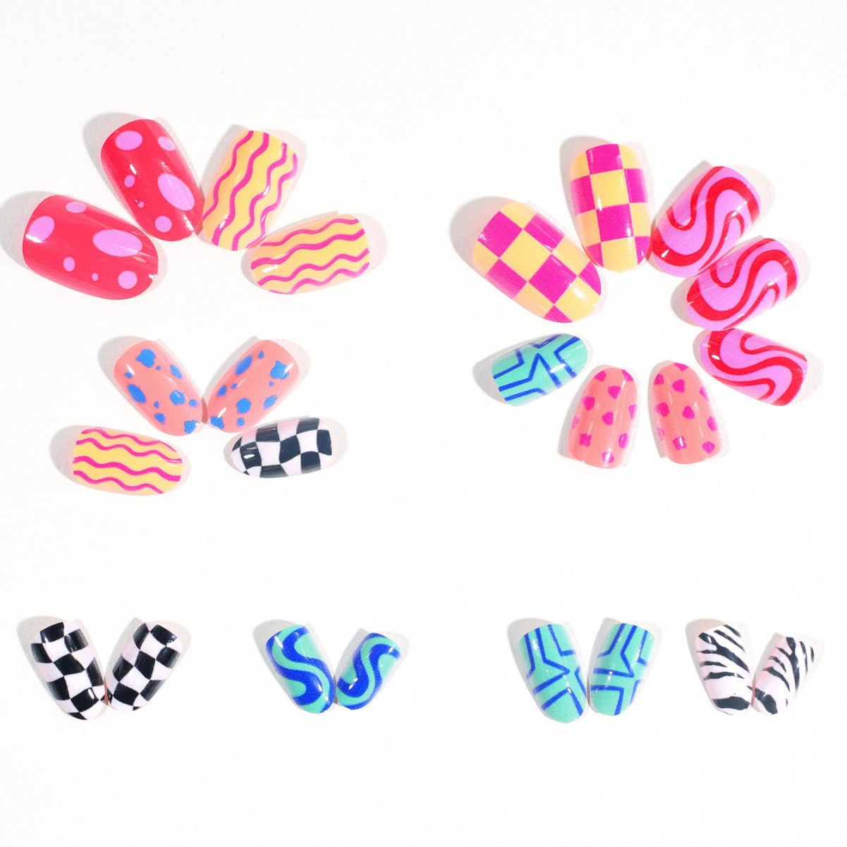 Multi Finger Nail Pack Of 10 + Extra 14 For Women Bulk