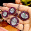 Oval Cluster Black CZ Anti Tarnish Copper Necklace Combo Set Wholesale
