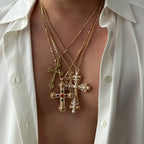Jesus Cross Rosary 18K Gold Anti Tarnish Necklace Pendant Chain Bulk
