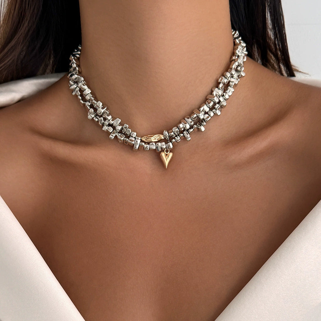 Layered Party Wear Dual Tone Gold Silver Necklace For Women Bulk