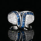 Silver Green Blue Pink Border Cubic Zirconia Adjustable Ring Bulk