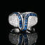 Silver Green Blue Pink Border Cubic Zirconia Adjustable Ring Bulk