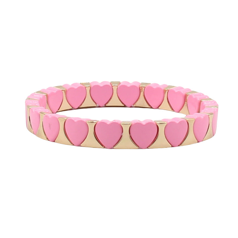 Multi Color Heart Gold Enamel Copper Bracelet Wrist Wear For Women Bulk