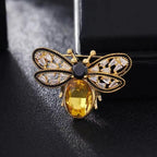 Green Yellow Bee Gold Plated Crystal Brooch For Women Bulk