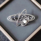 Gold Silver Saturn Planet Cubic Zirconia Copper Brooch For Women Bulk