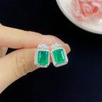 Luxury Emerald Green CZ Silver Plated Copper Necklace Combo Set Bulk