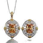 Elegant Round Shape Gold Plated CZ Copper Necklace Combo Set Wholesale