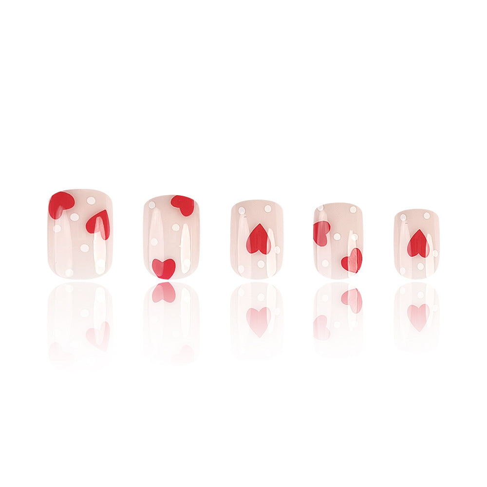 Heart Red Baby Pink Finger Nail Pack Of 10 + Extra 14 For Women Bulk