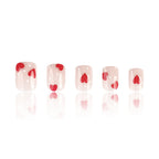 Heart Red Baby Pink Finger Nail Pack Of 10 + Extra 14 For Women Bulk