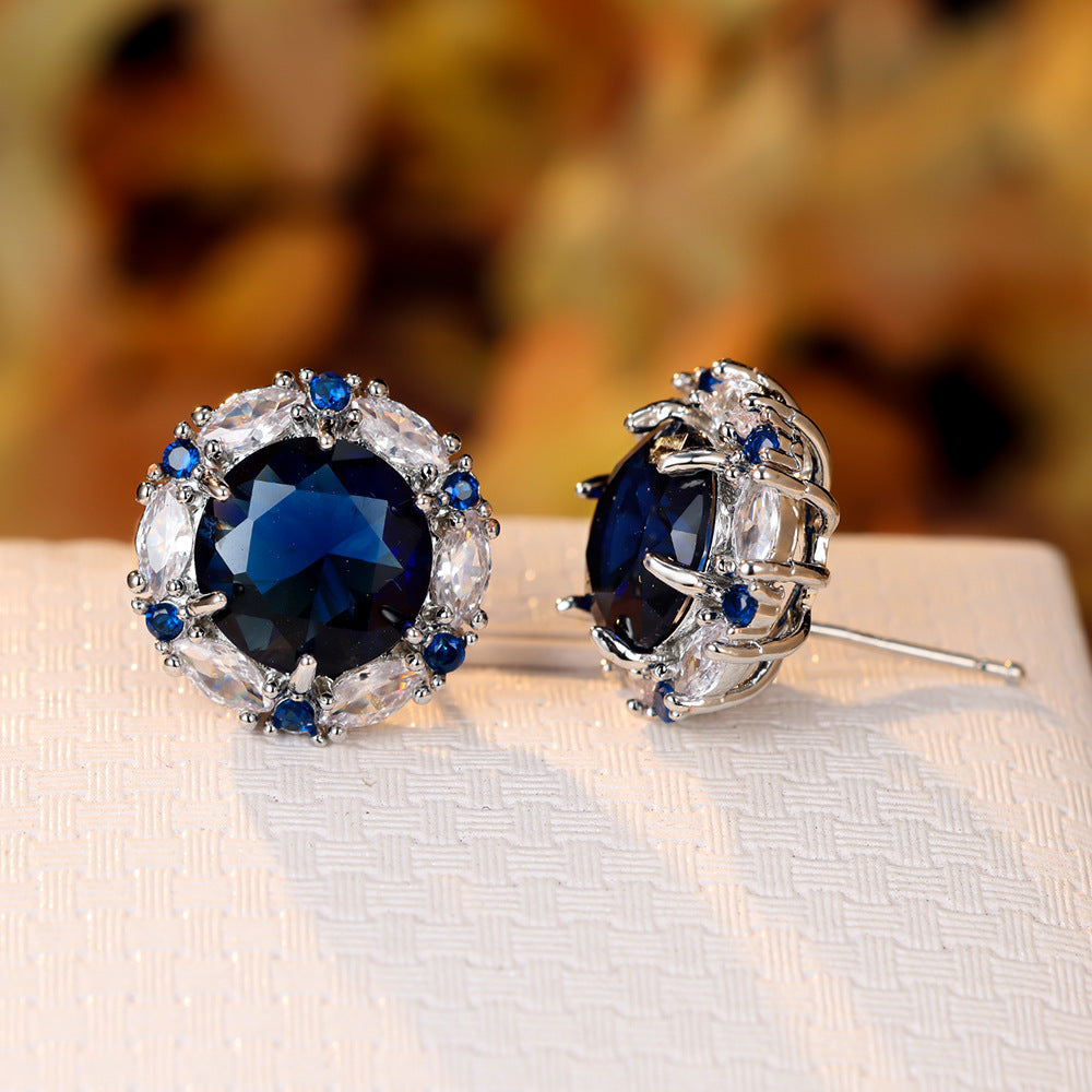 Multi Color Solitaire Silver Cubic Zirconia Crystal Stud Earring Bulk