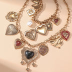 Various Heart 18K Gold Silver Dual Layer Necklace Chain For Women
