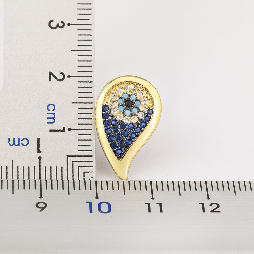 Blue Evil Eye Gold Plated CZ Anti Tarnish Copper Hoop Earrings Bulk Secondary image