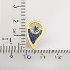 Blue Evil Eye Gold Plated CZ Anti Tarnish Copper Hoop Earrings Bulk