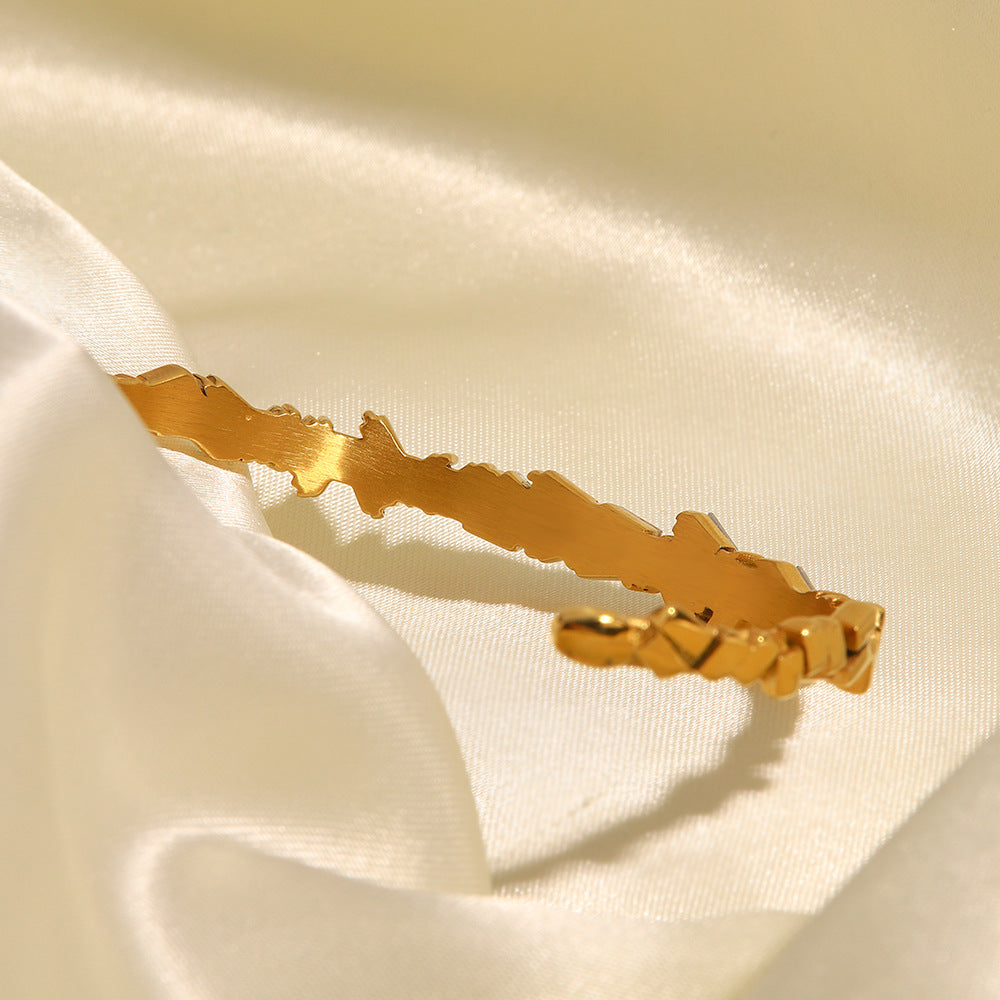 Baguette 18K Gold CZ Stainless Steel Anti Tarnish Cuff Bracelet Bulk