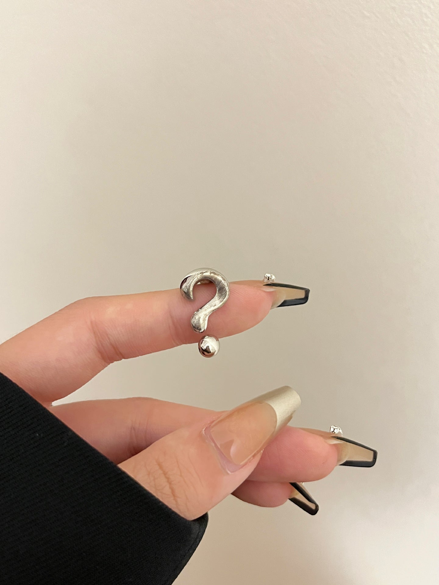 Retro Question Mark Exclamation Mark 18K Gold Silver Anti Tarnish Adjustable Ring For Women
