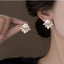 White Crown Pearl Gold Cubic Zirconia Copper Stud Earrings Women Bulk