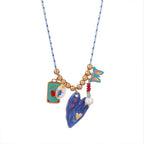 Cross Heart Butterfly Gold Blue Black Anti Tarnish Charm Necklace Pack Of 3 For Women