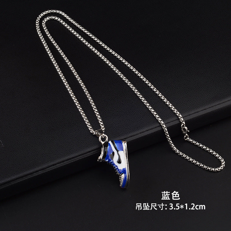 Basketball Shoe Silver Blue Red Stainless Steel Pendant Chain Bulk