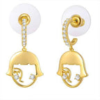 Wholesale Modern Face Art Gold Plated CZ Stainless Steel Drop Earrings