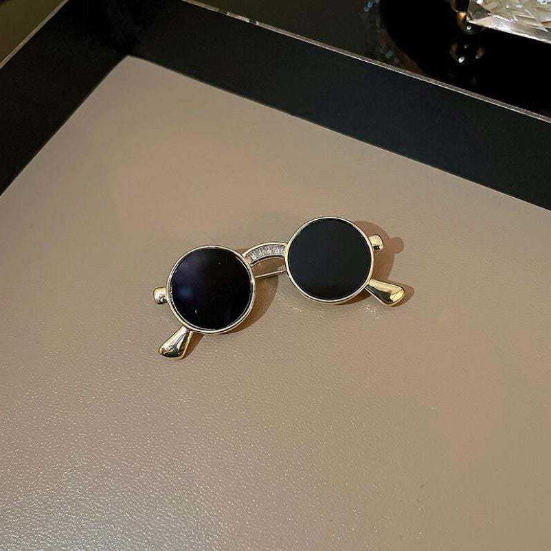 Black Sunglasses Gold Plated Enamel Alloy Anti Tarnish Brooch Bulk Main image