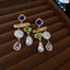 Beaten Finish Heart Drop Pearl Crystal Dangler Earring For Women Bulk