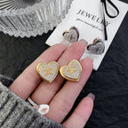 Heart 18K Gold Silver CZ Anti Tarnish Stud Earring Pair Bulk