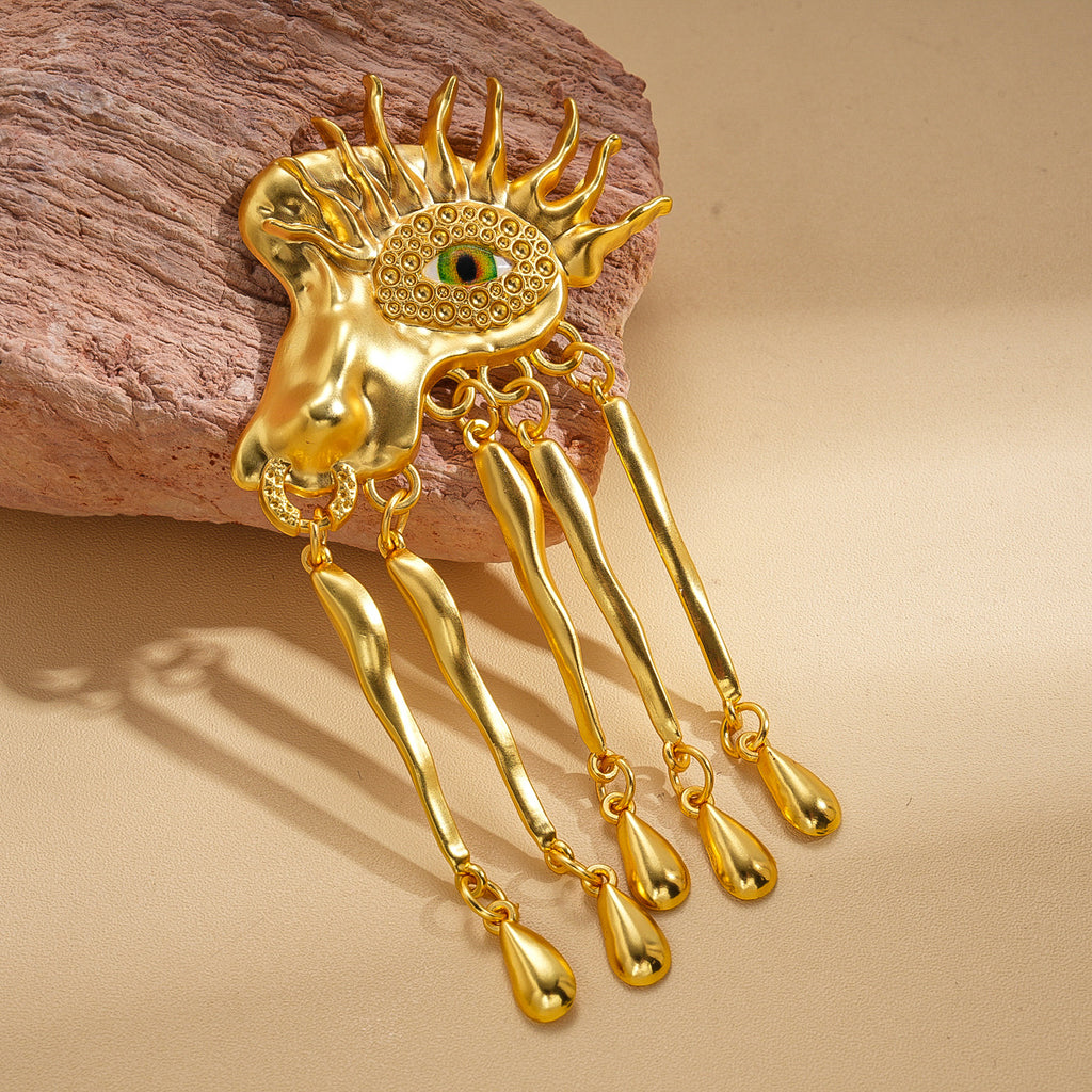 Vintage Artistic Face Style Gold Plated Beads Brooch For Women Bulk