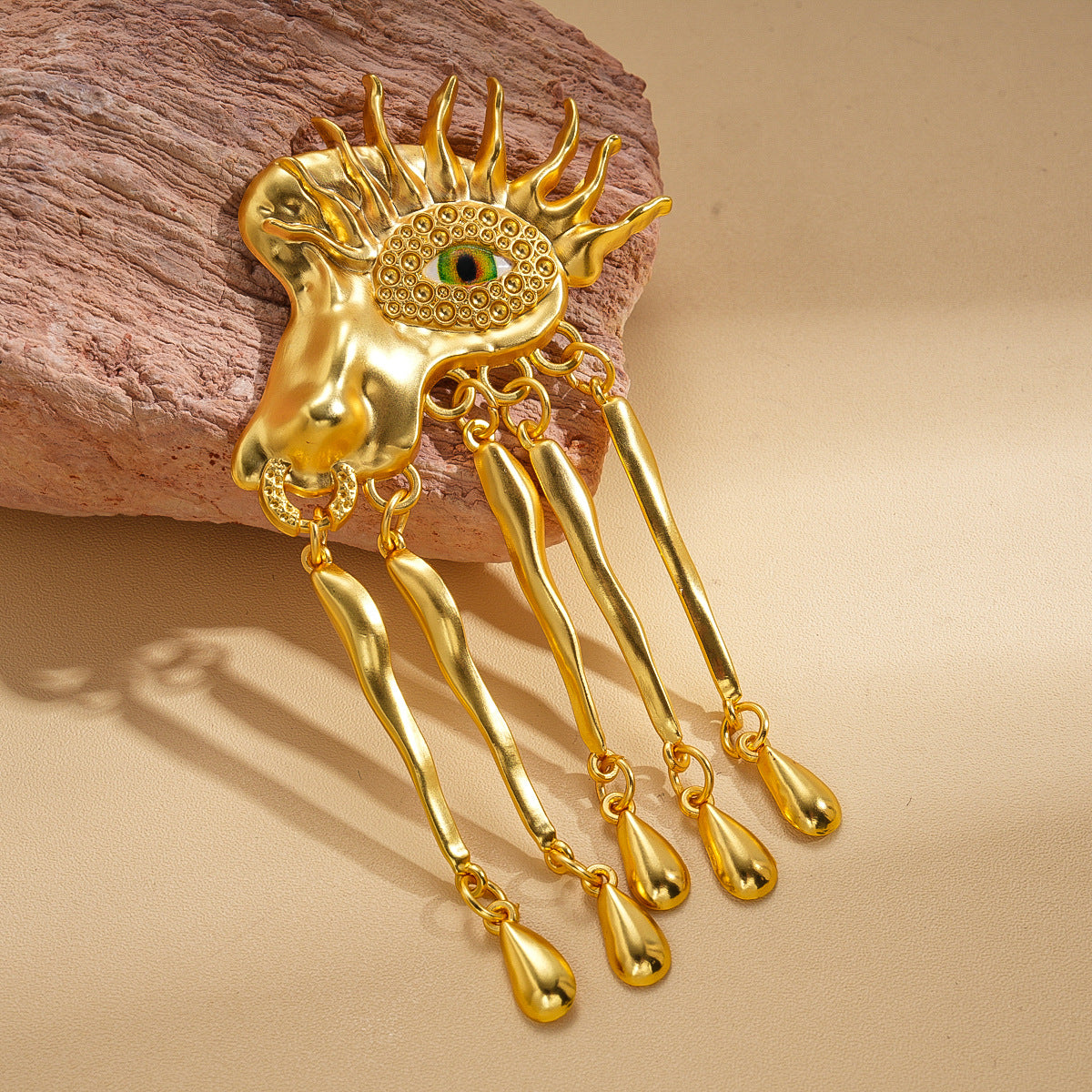 Vintage Artistic Face Style Gold Plated Beads Brooch For Women Bulk
