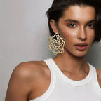 Gold Geometric Abstract Plain Stud Earrings For Women Bulk