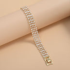 Bulk Double Line Emerald Cut Gold Silver Plated CZ Copper Bracelet