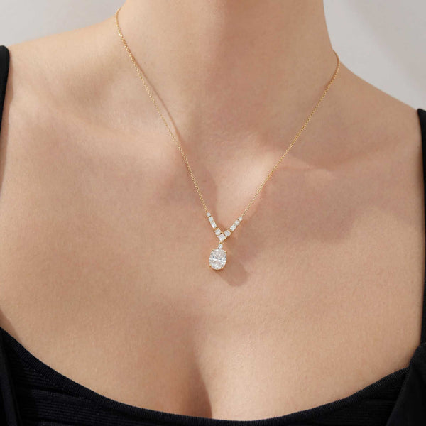 Gold Marquise TeardropCubic Zirconia Copper Necklace For Women Bulk Main image
