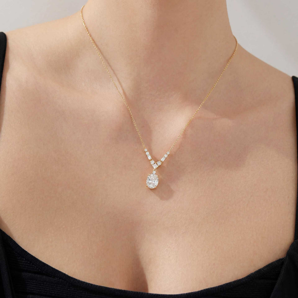 Gold Marquise TeardropCubic Zirconia Copper Necklace For Women Bulk