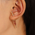 Glossy Red Dagger Sword Gold Silver Rhinestone Drop Earrings Wholesale