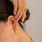 Crab 18K Gold Stainless Steel Anti Tarnish Hoop Dangler Earring Bulk