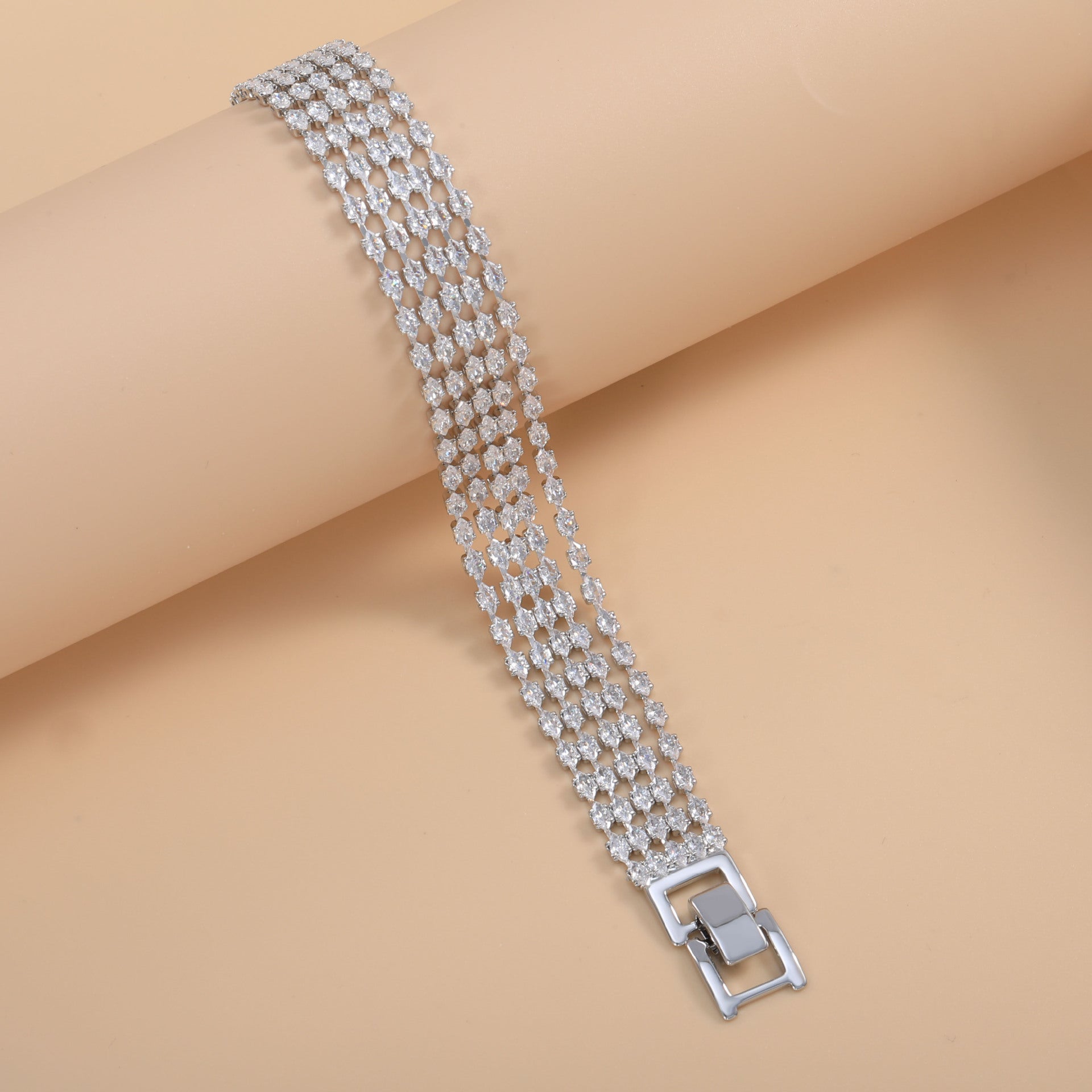 Wholesale Five Layer Tennis Style Gold Silver Plated CZ Copper Bracelet