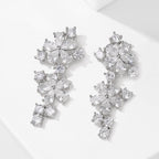 Floral Flower 18K Gold CZ Anti Tarnish Dangler Earring Bulk