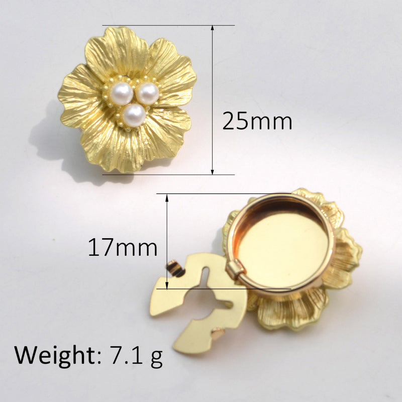 Bulk Flower Petals Gold Silver Pearl Brass Anti Tarnish Button Cover