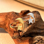 Crescent Moon 18K Gold Plated Silver Anti Tarnish Free Size Ring Bulk