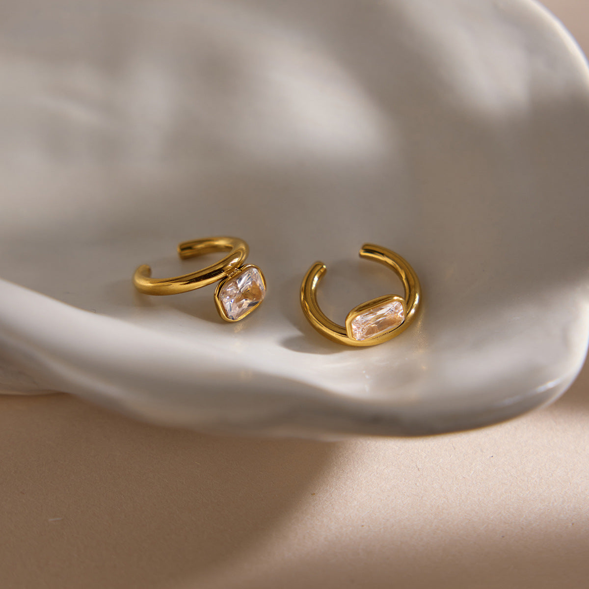 Gold Minimalist Cubic Zirconia Stainless Steel Ear Cuff Earrings Women Bulk Secondary image