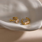 Gold Minimalist Cubic Zirconia Stainless Steel Ear Cuff Earrings Women Bulk